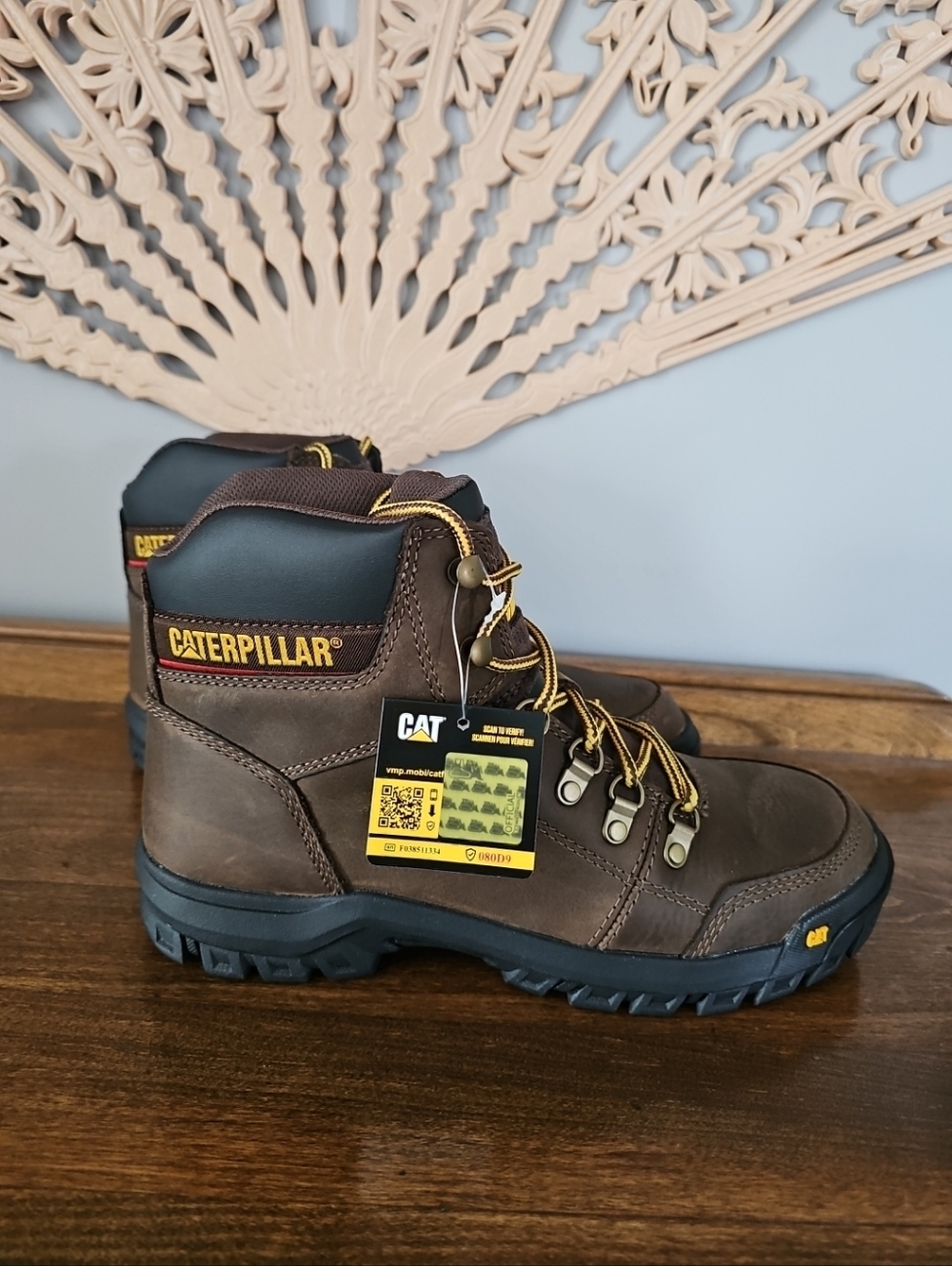 New Caterpillar Non Slip Soft Toe Brown Leather Boots Mens 9
